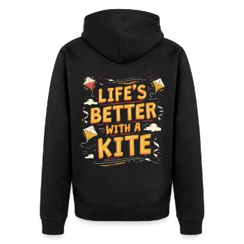 Kite Kite Flying Life's Better With A Kite - Unisex Premium Organic Zip Hoodie - black - Back - Nico (187cm)