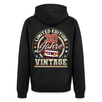 30. Geburtstag Vintage kassette - Unisex Premium Bio Zip Hoodie - Schwarz - Hinten - Nico (187cm)