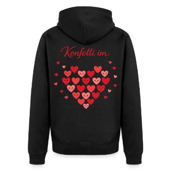 Konfetti im Herzen Karneval Geschenk - Unisex Premium Bio Zip Hoodie - Schwarz - Hinten - Nico (187cm)