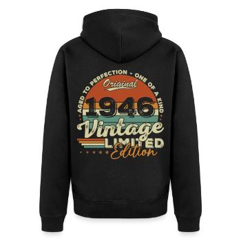 1946 Vintage Rétro Cadeau D'anniversaire - Veste à capuche bio Premium Unisexe - noir - Dos - Nico (187cm)