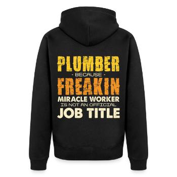 Plumber Wunderhandwerker Humor - Unisex Premium Bio Zip Hoodie - Schwarz - Hinten - Nico (187cm)