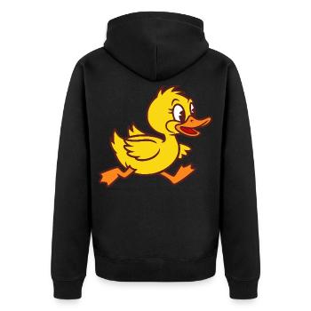 Rennende Ente Baby Duck Duckling Entchen Entlein - Unisex Premium Bio Zip Hoodie - Schwarz - Hinten - Nico (187cm)