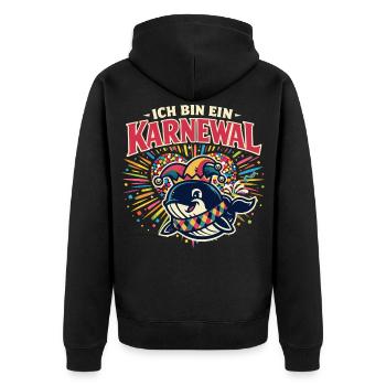 Karneval 2026 Geburtstag Geschenk Alaaf - Unisex Premium Bio Zip Hoodie - Schwarz - Hinten - Nico (187cm)