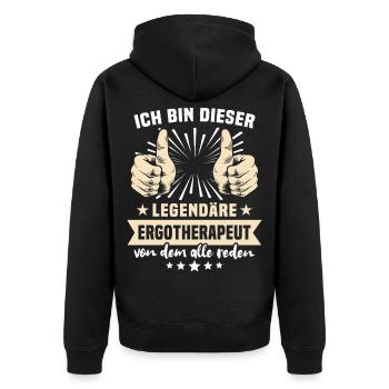 Ergotherapeut Sprüche - Unisex Premium Bio Zip Hoodie - Schwarz - Hinten - Nico (187cm)