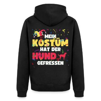 Mein Kostüm hat der Hunde gefressen Fasching  - Unisex Premium Bio Zip Hoodie - Schwarz - Hinten - Nico (187cm)