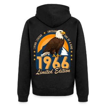 1966 Année de naissance 1966 60e anniversaire - Veste à capuche bio Premium Unisexe - noir - Dos - Nico (187cm)