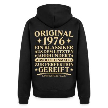 Classique original de 1976 Siècle passé - Veste à capuche bio Premium Unisexe - noir - Dos - Nico (187cm)