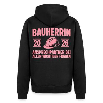 House Construction Contact Person Builder 2026 - Unisex Premium Organic Zip Hoodie - black - Back - Nico (187cm)