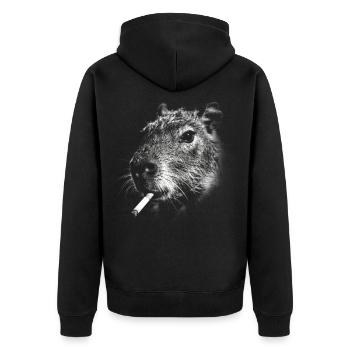 Smoking, cigarette, capybara smoking a cigarette - Unisex Premium Organic Zip Hoodie - black - Back - Nico (187cm)