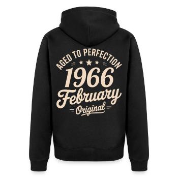 Février 1966 – Februar 1966 - Unisex Premium Bio Zip Hoodie - Schwarz - Hinten - Nico (187cm)