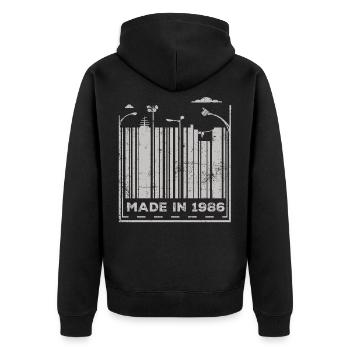 Millésime 1986 - Veste à capuche bio Premium Unisexe - noir - Dos - Nico (187cm)
