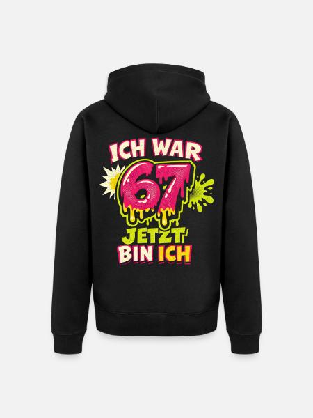 67 Six Seven Ich war 6 jetzt 7 Geburtstag - Premium økologisk unisex-hættejakke - sort