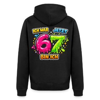 67 Six Seven Meme Gen Alpha Gift - Unisex Premium Organic Zip Hoodie - black - Back - Nico (187cm)