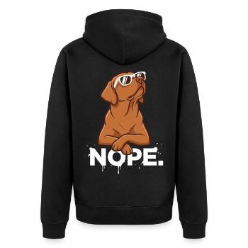 Cool Foxred Labrador: Nope Statement - Unisex Premium Organic Zip Hoodie - black - Back - Nico (187cm)