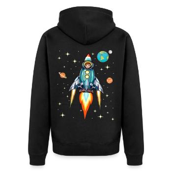 Rocket Space Space Spaceship Spaceship - Unisex Premium Organic Zip Hoodie - black - Back - Nico (187cm)
