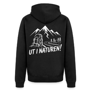 Backpacking in the mountains – Out in nature! - Unisex Premium Organic Zip Hoodie - black - Back - Nico (187cm)