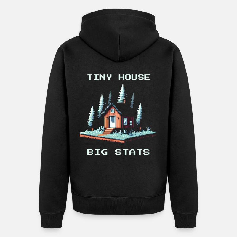 Tiny House, große Werte | Minimalismus - Unisex Premium Bio Zip Hoodie - Schwarz
