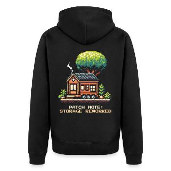 Storage space revised | Tiny House Order - Unisex Premium Organic Zip Hoodie - black - Back - Nico (187cm)