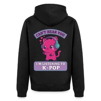 JE NE T’ENTENDS PAS, J’ÉCOUTE DE LA MUSIQUE K-POP CHAT MIGNON - Veste à capuche bio Premium Unisexe - noir - Dos - Nico (187cm)