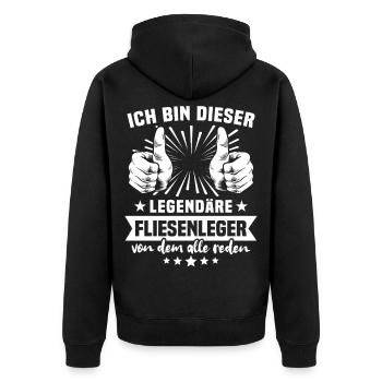 Tiler legend - Unisex Premium Organic Zip Hoodie - black - Back - Nico (187cm)