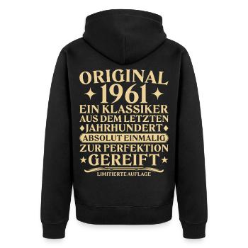 Classique original de 1961 Siècle passé - Veste à capuche bio Premium Unisexe - noir - Dos - Nico (187cm)