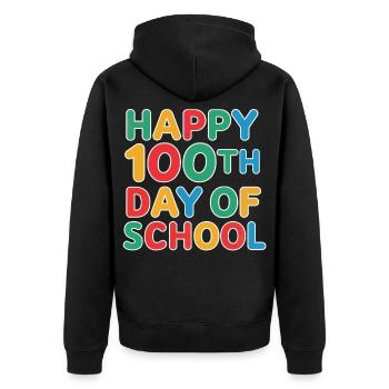 Hundredth day of school: jubilation - Unisex Premium Organic Zip Hoodie - black - Back - Nico (187cm)