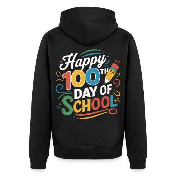 100th Day of School Jubilee - Unisex Premium Organic Zip Hoodie - black - Back - Nico (187cm)