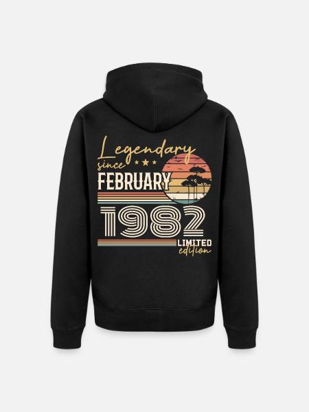 February 1982 Anniversary 1982 Legends February - Unisex Premium Organic Zip Hoodie - black
