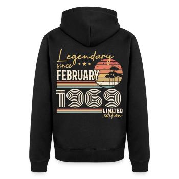 Februar 1969 Geburtstag 1969 Legends Februar - Unisex Premium Bio Zip Hoodie - Schwarz - Hinten - Nico (187cm)