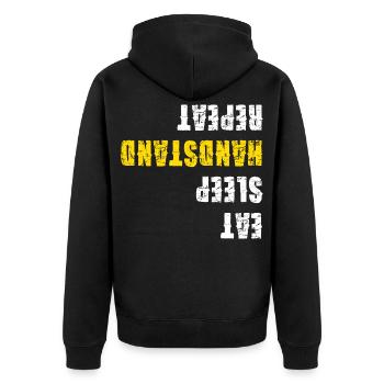 Eat Sleep Handstand Repeat Gymnastics - Unisex Premium Organic Zip Hoodie - black - Back - Nico (187cm)