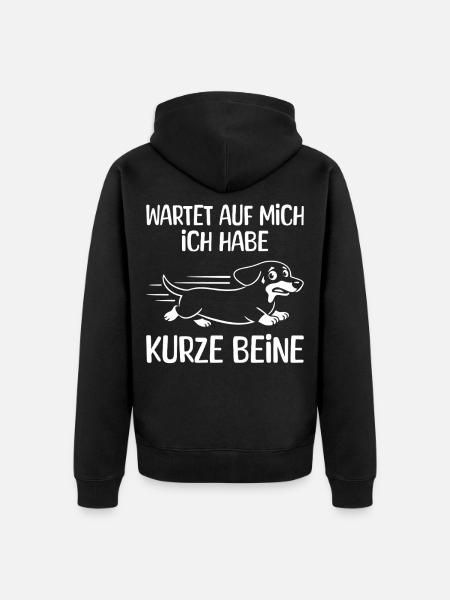 Kurze Beine, Dackel, Meme, Lustig Spruch, Wandern - Unisex Premium Bio Zip Hoodie - Schwarz
