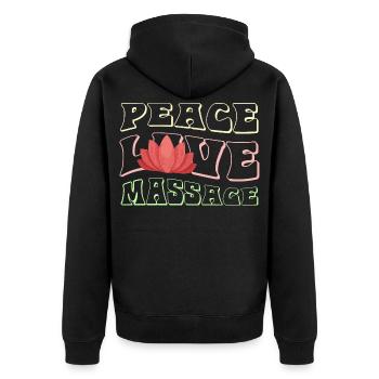 Peace Love Massage Lotus - Unisex Premium Organic Zip Hoodie - black - Back - Nico (187cm)