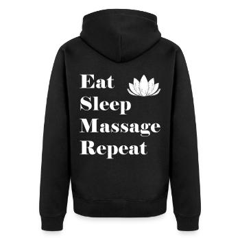 Eat Sleep Massage Repeat - Unisex Premium Organic Zip Hoodie - black - Back - Nico (187cm)