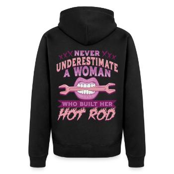 Oldtimer Sammler Women With Hot Rod - Unisex Premium Bio Zip Hoodie - Schwarz - Hinten - Nico (187cm)