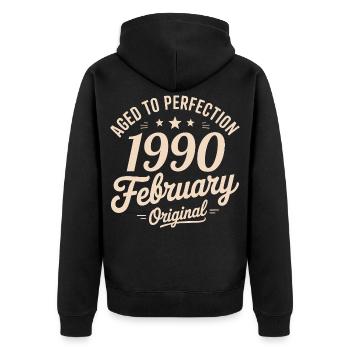 Février 1990 - February 1990 - Veste à capuche bio Premium Unisexe - noir - Dos - Nico (187cm)