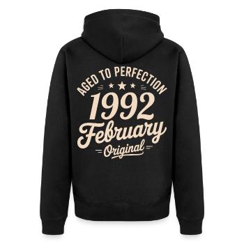 Février 1992 – Februar 1992 - Unisex Premium Bio Zip Hoodie - Schwarz - Hinten - Nico (187cm)