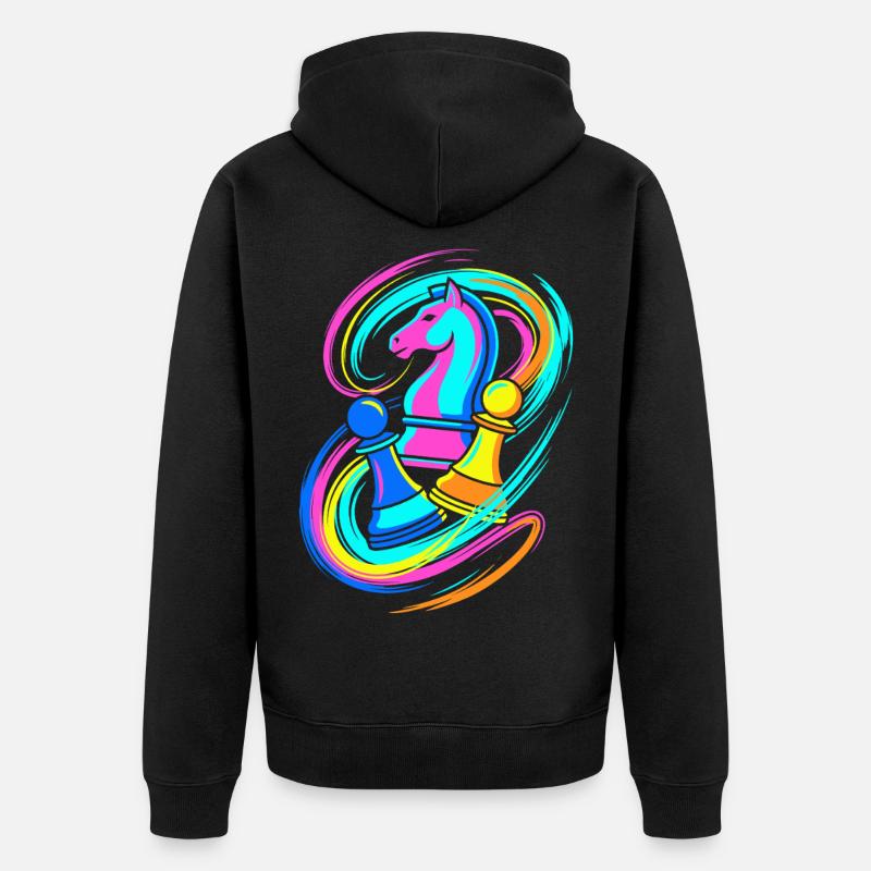 Échecs - Veste à capuche bio Premium Unisexe - noir