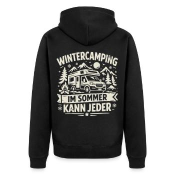 Winter camping | In summer, everyone can - Unisex Premium Organic Zip Hoodie - black - Back - Nico (187cm)