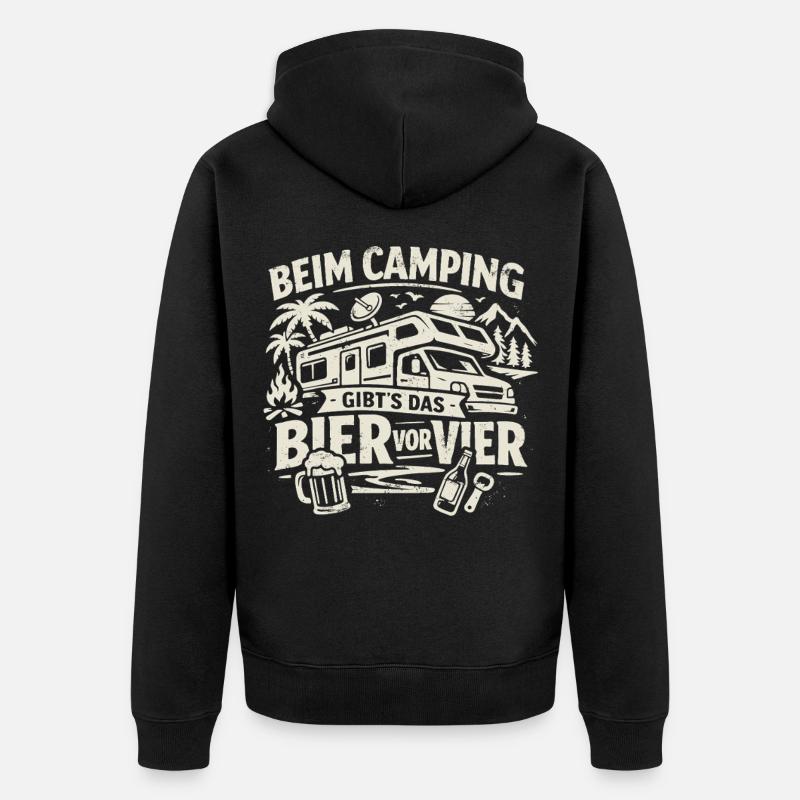 Camping | Bier vor Vier - Unisex Premium Bio Zip Hoodie - Schwarz