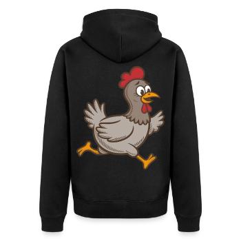 Chicken Running Hen Rooster Running Rooster Running Chickens - Unisex Premium Organic Zip Hoodie - black - Back - Nico (187cm)