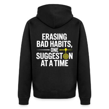 Hypnotist Erasing Bad Habits One Suggestion Pro  - Unisex Premium Organic Zip Hoodie - black - Back - Nico (187cm)