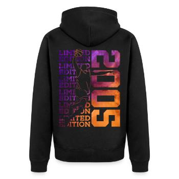 LIMITED EDITION 2005 BASKETBALL 21. GEBURTSTAG - Unisex Premium Bio Zip Hoodie - Schwarz - Hinten - Nico (187cm)
