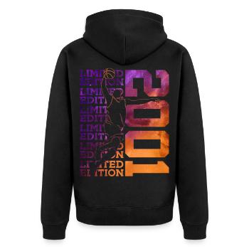 LIMITED EDITION 2001 BASKETBALL 25. GEBURTSTAG - Unisex Premium Bio Zip Hoodie - Schwarz - Hinten - Nico (187cm)