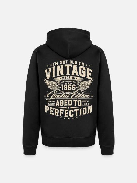 Vintage 1966 Jahrgang 60. Geburtstag Geschenk - Unisex Premium Bio Zip Hoodie - Schwarz