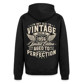 1956 Jahrgang 70. Geburtstag Retro Geschenk - Unisex Premium Bio Zip Hoodie - Schwarz - Hinten - Nico (187cm)