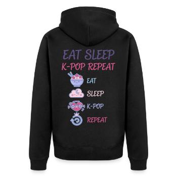 Mange, Dors, K-Pop, Répète de la musique coréenne, Anime mignon. - Veste à capuche bio Premium Unisexe - noir - Dos - Nico (187cm)