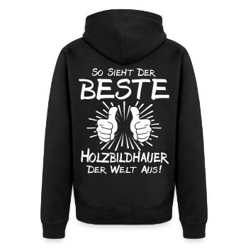 Best Wood Sculptor - Unisex Premium Organic Zip Hoodie - black - Back - Nico (187cm)
