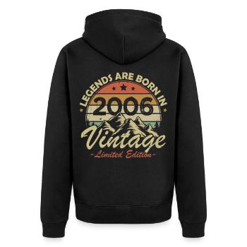 Vintage 2006 Vintage Retro Birthday Gift - Unisex Premium Organic Zip Hoodie - black - Back - Nico (187cm)