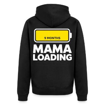 Mama Loading - Unisex Premium Bio Zip Hoodie - Schwarz - Hinten - Nico (187cm)