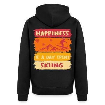 Le bonheur, c’est une journée passée Skier - Skier heureux - Veste à capuche bio Premium Unisexe - noir - Dos - Nico (187cm)